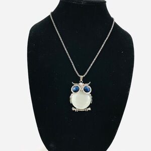 Owl faux Sapphire statement necklace